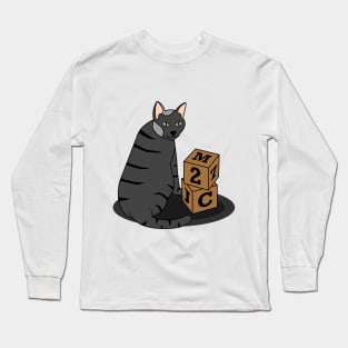 Funny black cat with cubes Long Sleeve T-Shirt